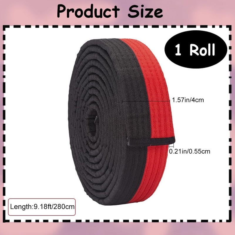 CREATCABIN Black Red Taekwondo Belt Polyester Martial Arts Belt Judo Karate TKD Aikido Uniform Ranking Belt Long Soft Universal Fit Belts Jiu Jitsu for Perfomance Sports Training Equipment 9.18ft - Image 2